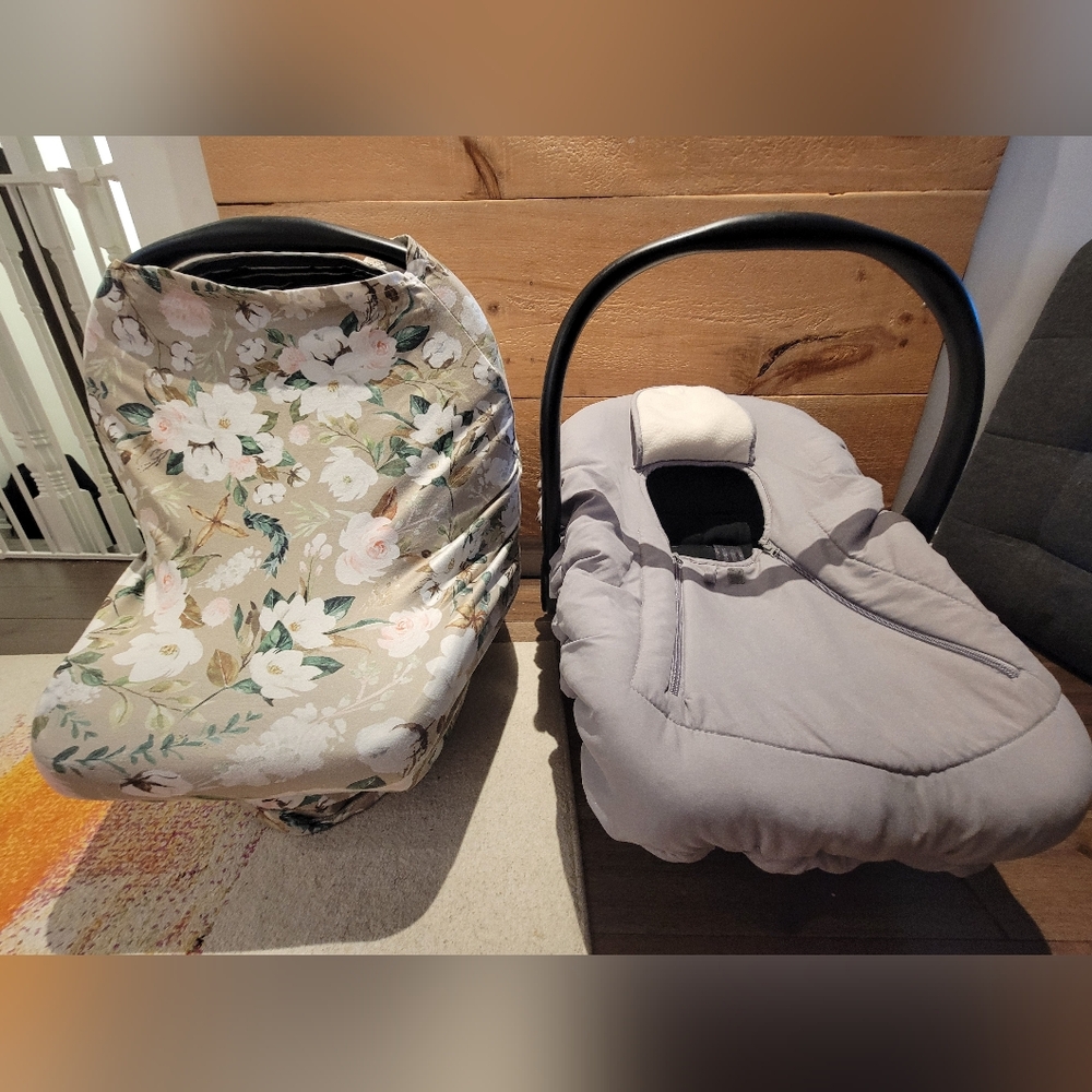 Jolly Jumper Sneak-A-Peek & Pobibaby Belle Floral Nursing Car Seat Cover